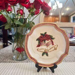 Fitz and Floyd Essentials‎ Holiday Bells Christmas Cookie Canape Plate 9”